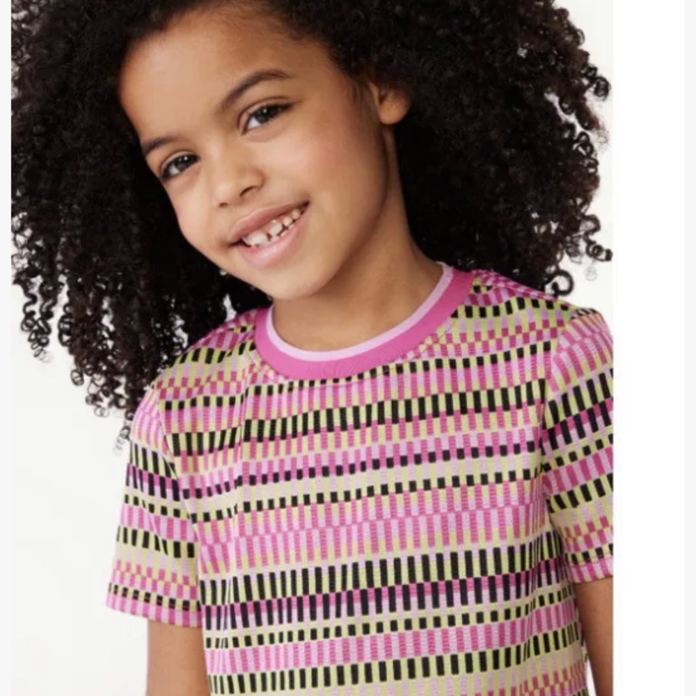 Scoop NYC Girls Multi Color Pixilated Stripe Fit n Flare Dress Large (10-12) NEW - Picture 3 of 6